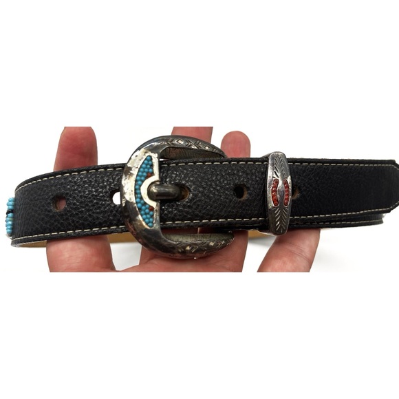 STREETS AHEAD Belt Turquoise & Orange Embellishments Native American Sz S Beads - Picture 2 of 7